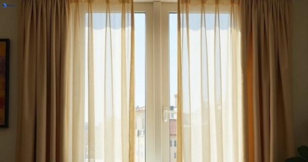 Dull dusty drapes in kholo before professional cleaning